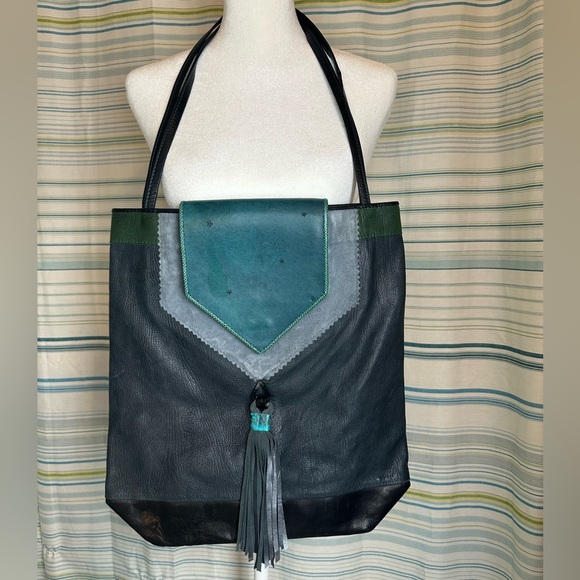 Vintage Ruby Firecat Leather Tote Purse Bag Tassel Designer Southwestern OOAK - Picture 3 of 16